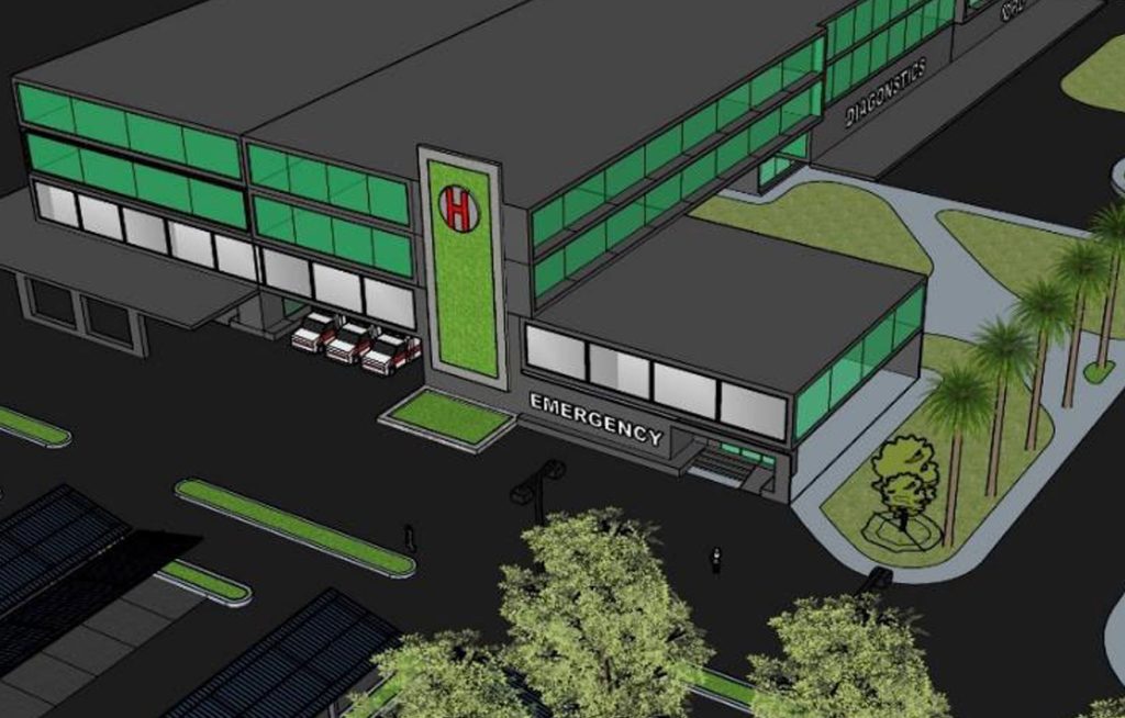 A vector graphic of a building